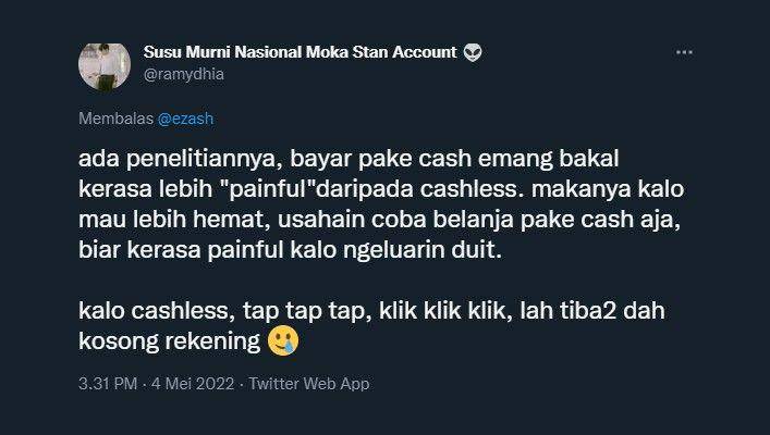 cuitan keresahan warganet tentang pembayaran cash dan cashless (twitter.com/ramydhia)