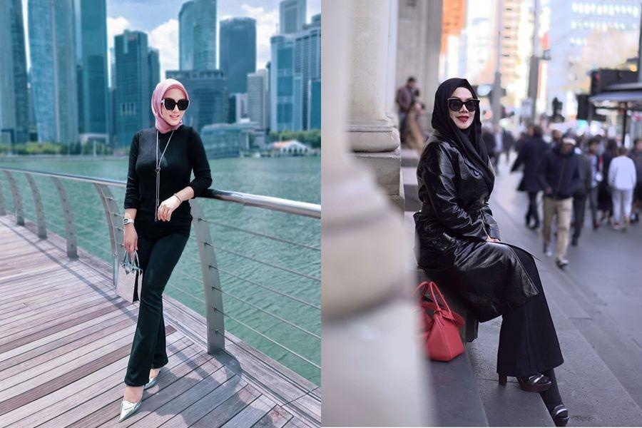10 Adu Gaya Syahrini vs. Sarita Abdul Mukti, Style Hijab Selalu Fancy