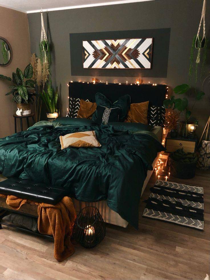 ilustrasi kamar tidur musim gugur (pinterest.com/The Boho Blanket)