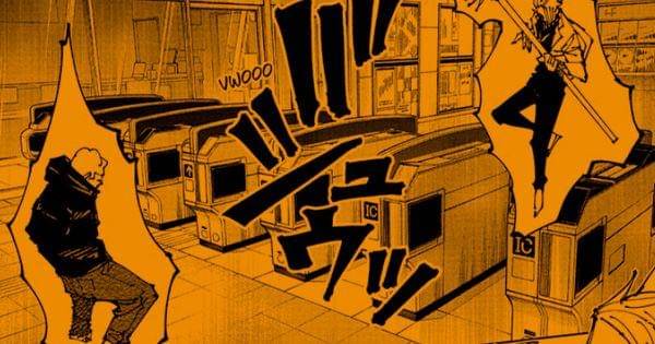 Hakari dan Charles di dalam domain berbentuk stasiun ( Dok. Shueisha / Jujutsu Kaisen )