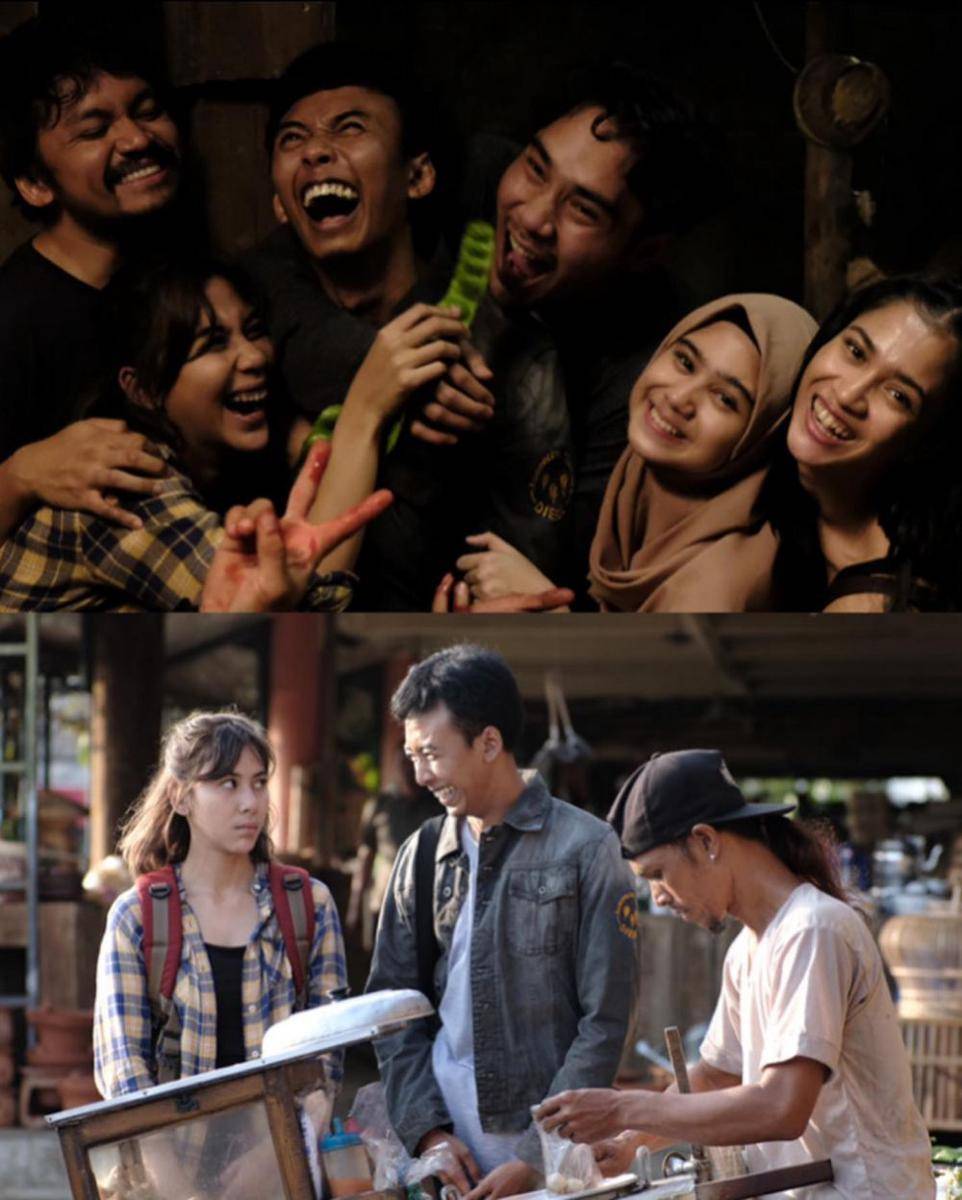 kolase potret kebersamaan di balik layar pemeran film KKN di Desa Penari (instagram.com/fajar_nugra)