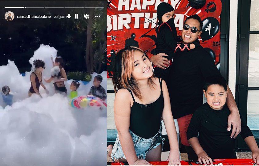11 Potret Seru Ulang Tahun Anak Nia Ramadhani, Main Busa di Kolam!