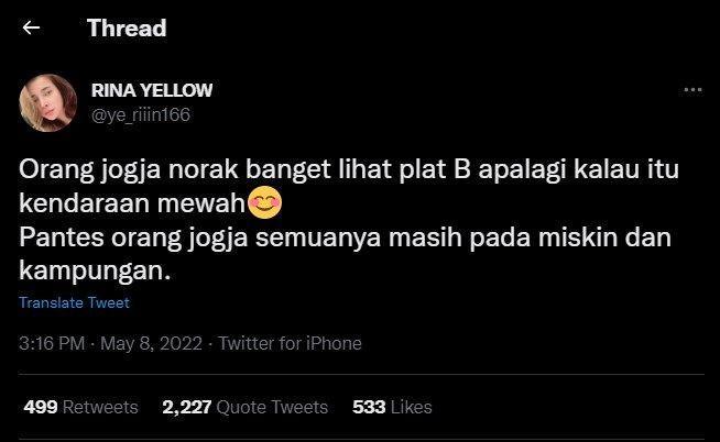 Viral, Akun Twitter yang Hina Warga Jogja Dipolisikan
