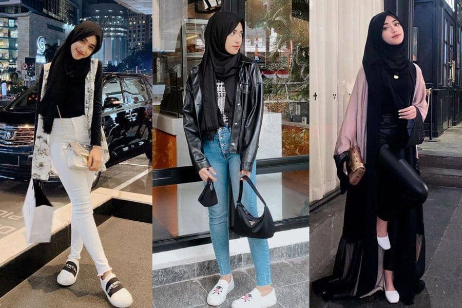9 Ide Padu Padan Hijab Hitam ala Shireeenz, Gayanya Cakep!