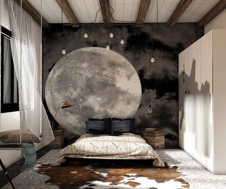 ilustrasi kamar tidur bohemian estetik (pinterest.com/Home Design Lover)