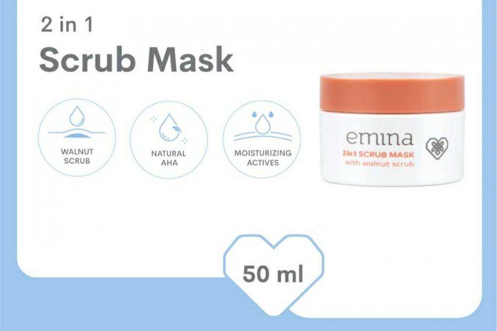 Emina 2 in 1 Scrub Mask (shopee.co.id/eminaofficial)