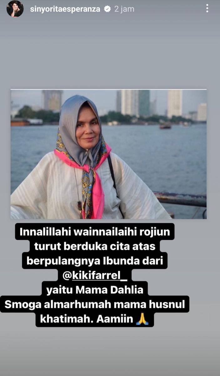 Ucapan Hanna Kirana (Instagram.com/sinyoritaesperanza)