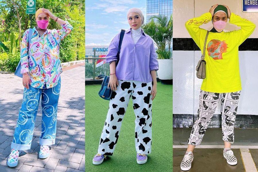 9 OOTD Turban ala Ashilla Sikado, Nyentrik dan Penuh Warna