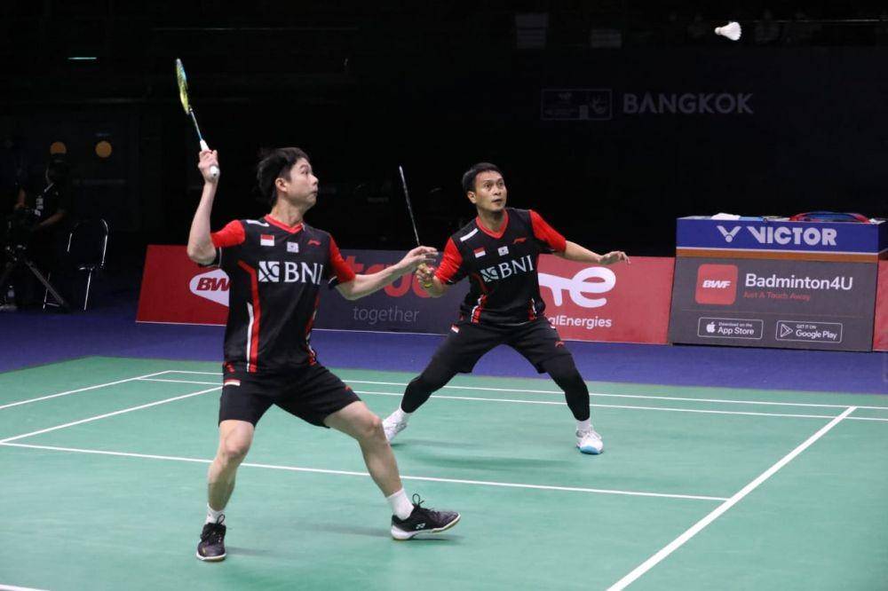 Mohammad Ahsan/Kevin Sanjaya Sukamuljo di Thomas Cup 2022 (Dok. PP PBSI)