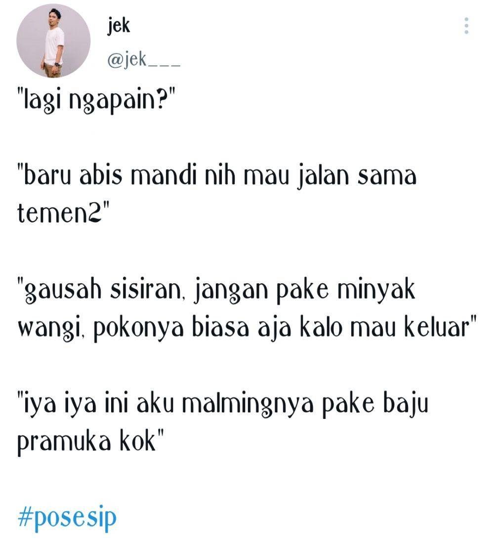 Cuitan netizen ketika chat doi yang posesif (Twitter.com/jek___)