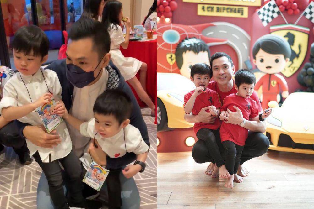 potret Harvey Moeis sedang momong Raphael dan Mikhael (instagram.com/mikhaelmoeis2)