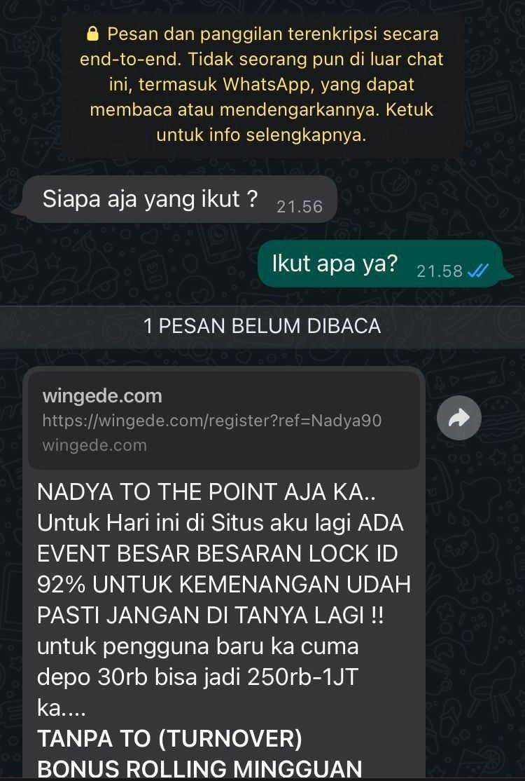 chat dari admin judi online (twitter.com/dickymhndr)