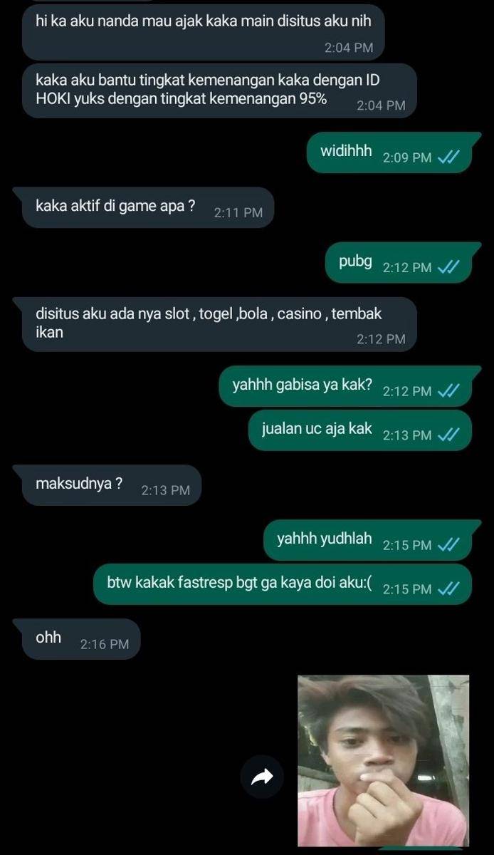 chat dari admin judi online (twitter.com/buburdiaminin)