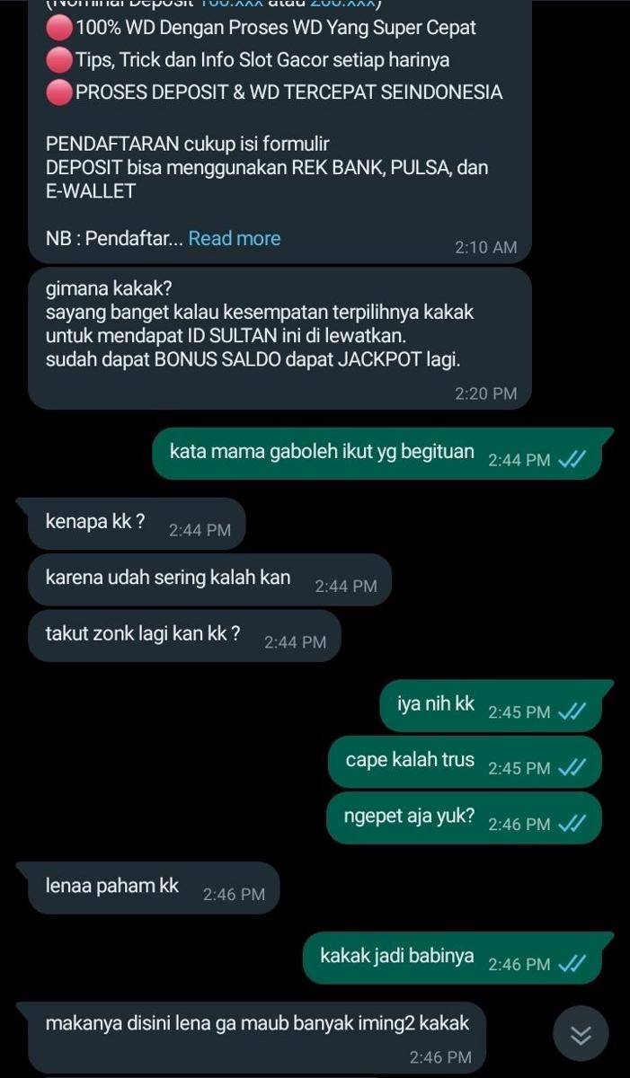 chat dari admin judi online (twitter.com/buburdiaminin)