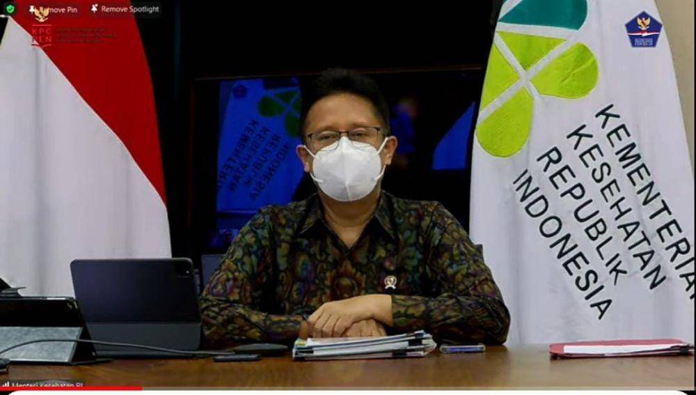 Menteri Kesehatan Budi Gunadi Sadikin dalam konferensi pers virtual pelonggaran masker, Selasa (17/5/2022)/IDN Times Dini Suciatiningrum