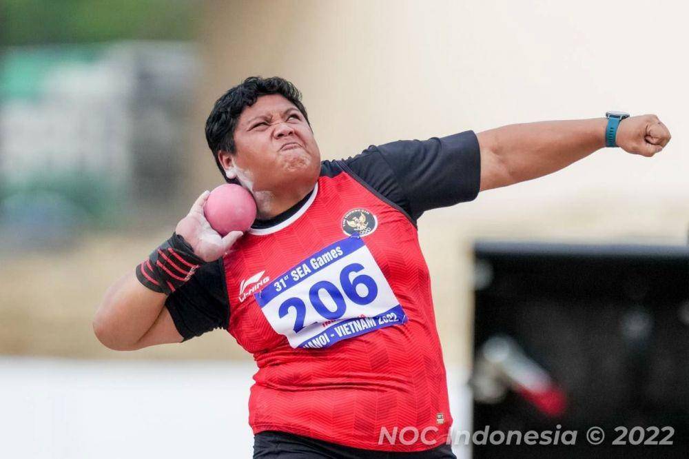 Atlet tolak peluru Indonesia, Eki Febri Ekawati, di SEA Games 2021 / Dokumentasi Komite Olimpiade Indonesia