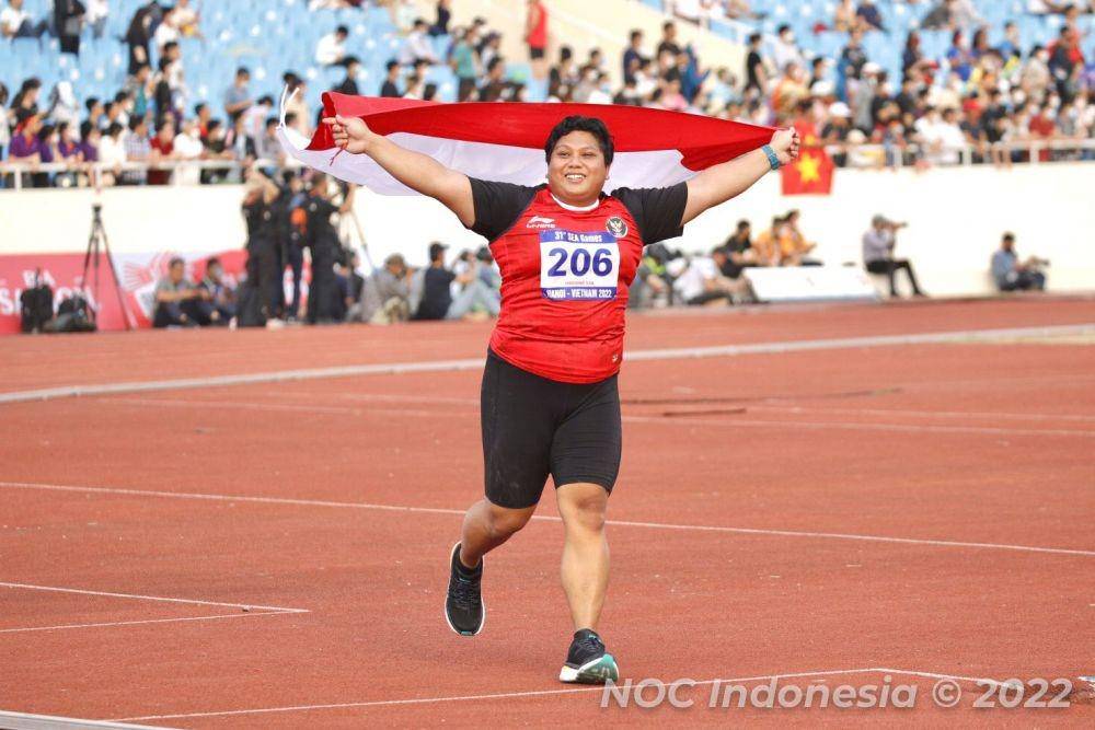 Atlet tolak peluru Indonesia, Eki Febri Ekawati, di SEA Games 2021 / Dokumentasi Komite Olimpiade Indonesia