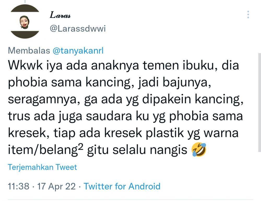 Fobia terabsurd warganet (twitter.com/larassdwwi)