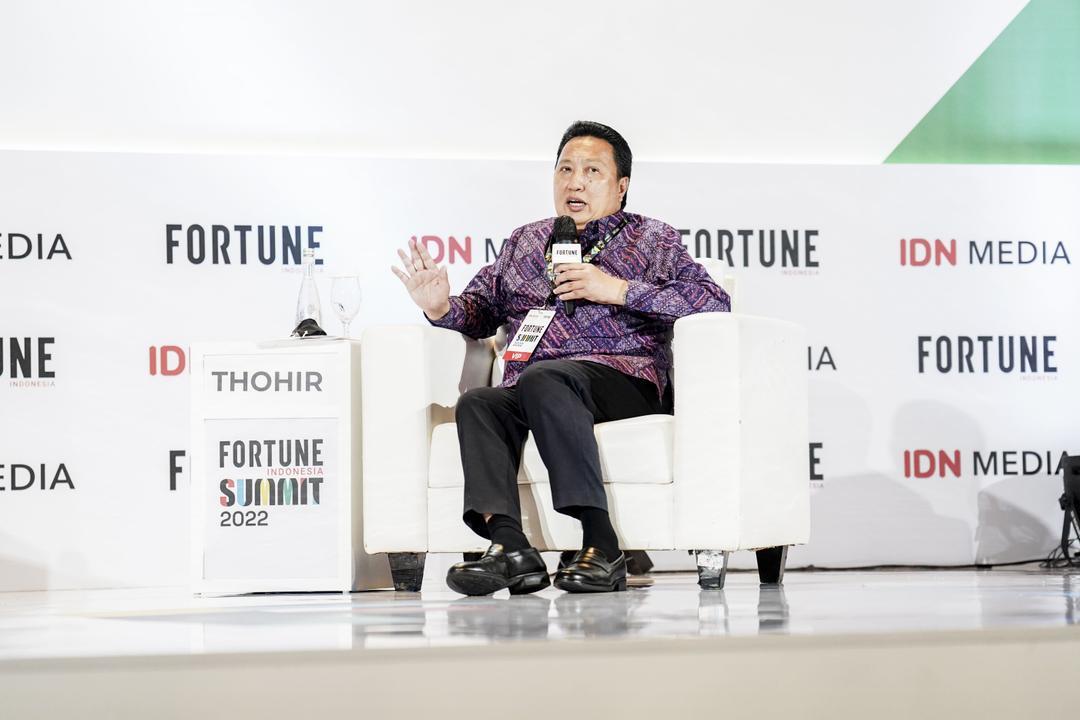 Pengusaha nasional sekaligus Presiden Direktur PT Adaro Energy Indonesia Tbk, Garibaldi “Boy” Thohir, dalam talk show Fortune Indonesia Summit 2022, di The Westin, Jakarta, Rabu (18/5). Dok/Fortune Indonesia.