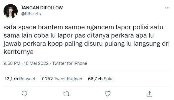 tweet kocak netizen setelah space viral Safa (twitter.com/99skets)