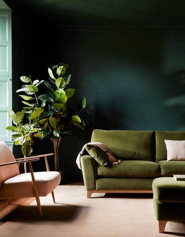 ilustrasi ruang tamu hijau (pinterest.com/House Beautiful)