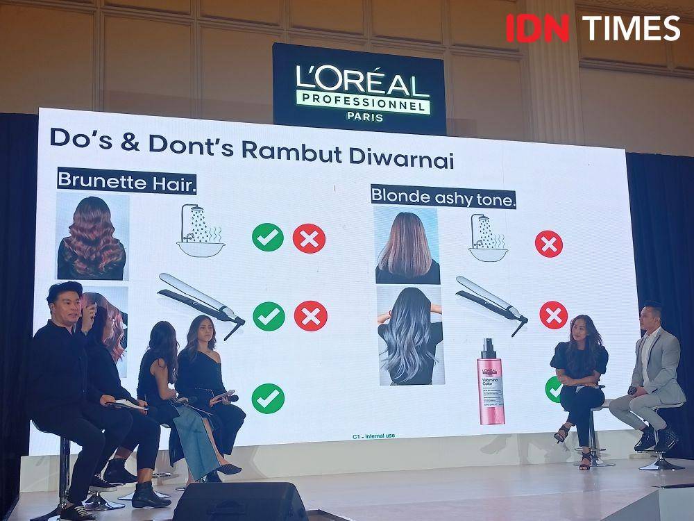 Indra Tanudarma, Head of Education L’Oréal Professionnel dalam acara Launching French Glossing New Services by L’Oréal Professionnel. 18 Mei 2022. (IDN Times/M. Tarmizi Murdianto)