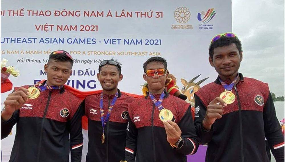 Prajurit TNI Angkatan Laut berhasil mempersembahkan enam medali emas untuk Indonesia di ajang Sea Games 2021 di Phong Canoeing and Rowing Training Centre, Vietnam. (Dokumentasi TNI AL)