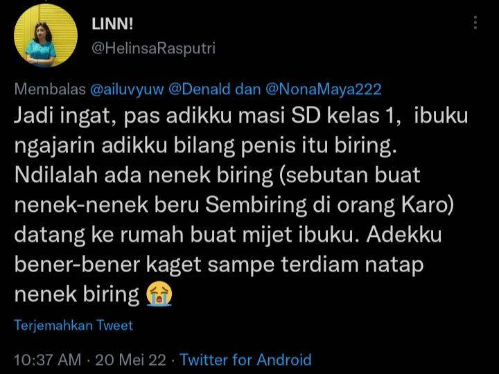 pengalaman warganet beri edukasi seks pada anak (twitter.com/HelinsaRasputri)