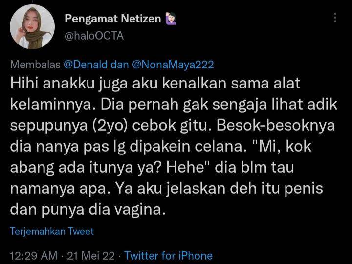 pengalaman warganet beri edukasi seks pada anak (twitter.com/haloOCTA)