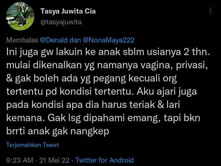 pengalaman warganet beri edukasi seks pada anak (twitter.com/tasyajuwita)