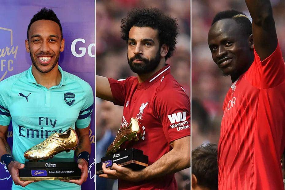 Pierre-Emerick Aubameyang, Mohamed Salah, dan Sadio Mane menjadi top skor Premier League 2018/2019. (premierleague.com)