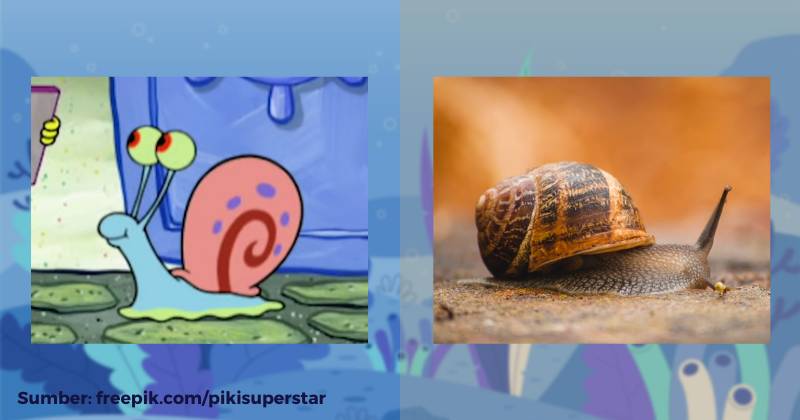 karakter Gary dan ilustrasi siput (dok. Nickelodeon/SpongeBob SquarePants | unsplash.com/Juli Kosolapova)