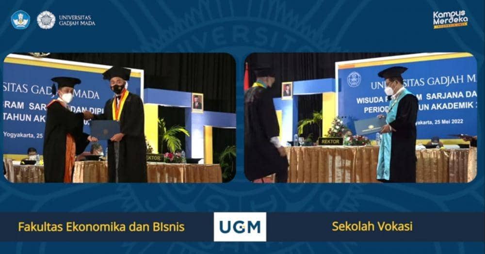 Putra ketiga Panglima TNI, Andrew Perkasa lulus dan meraih gelar sarjana ekonomi dari Universitas Gadjah Mada pada Rabu, 25 Mei 2022. (Tangkapan layar YouTube UGM)