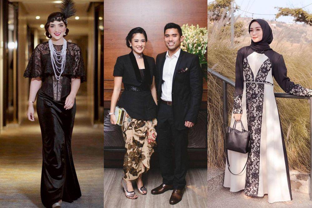 Dress Brokat dan OOTD Couple Warna Hitam (Berbagai Sumber)