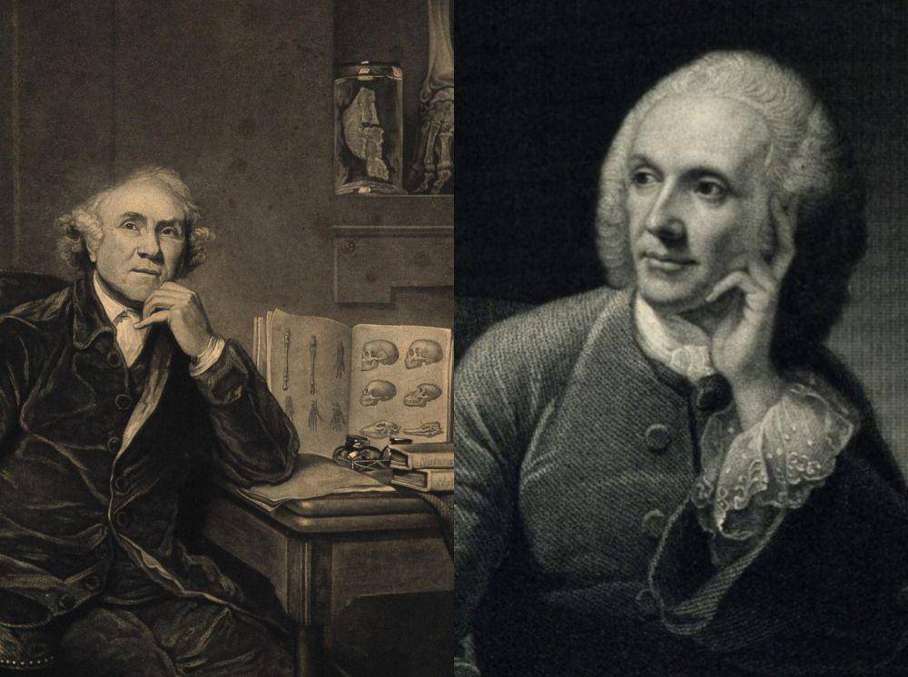 John Hunter (kiri) dan William Hunter (wellcomecollection.org/W. O. Geller | wellcomecollection.org/J. Thomson)