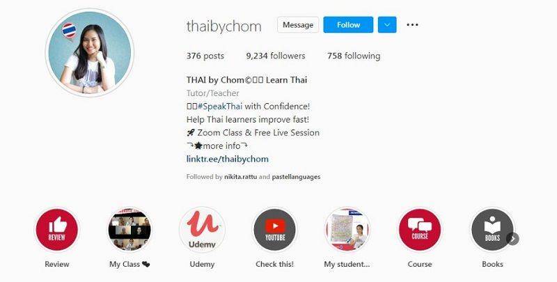 akun instagram Thai by Chom(instagram.com/thaibychom)