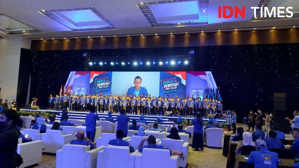 Pelantikan Pengurus Partai Demokrat Sulsel berlangsung di Hotel Four Point by Sheraton Makassar, Sulsel, Sabtu (28/5/2022). Dahrul Amri/IDN Times Sulsel