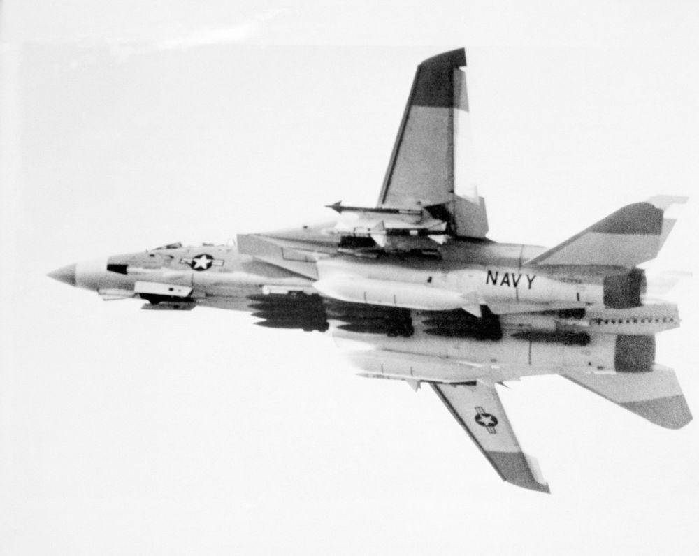 potret jet tempur F-14 Tomcat yang dimuati oleh sejumlah bom disamping rudal udara ke udara (commons.wikimedia.org/US Navy)