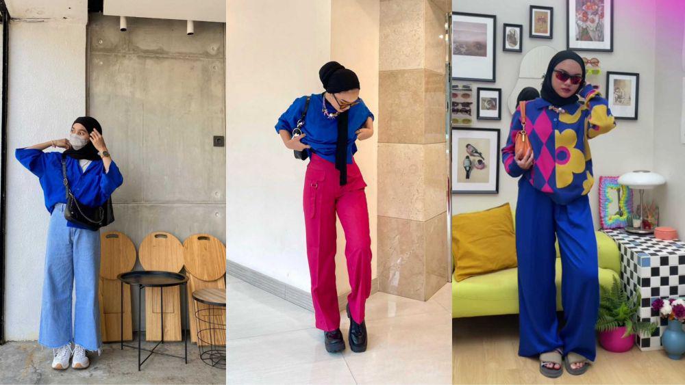 10 OOTD Outfit Kasual Warna Electric Blue, Hangout Jadi Hits!