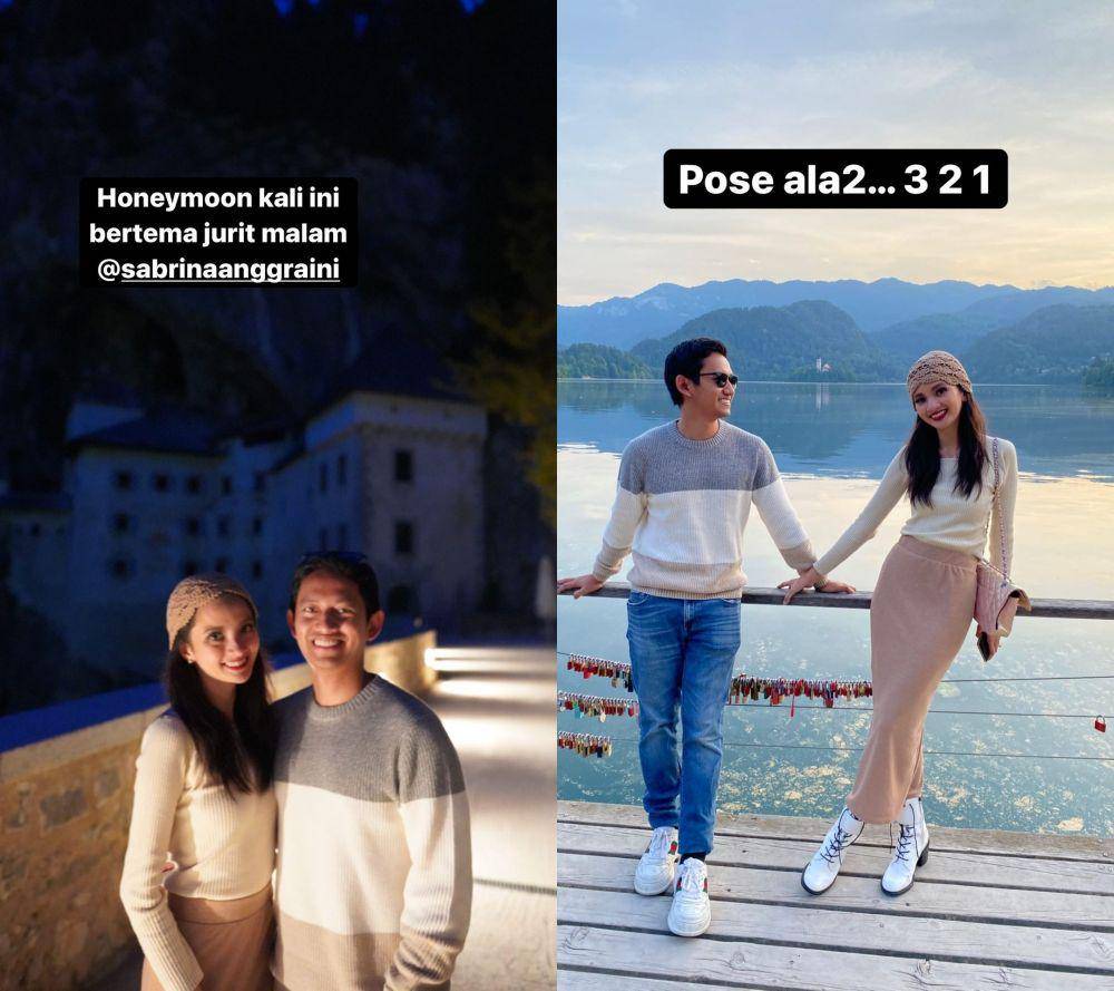 kolase potret honeymoon Belva Devara dan Sabrina Anggraini di Slovenia (instagram.com/belvadevara)