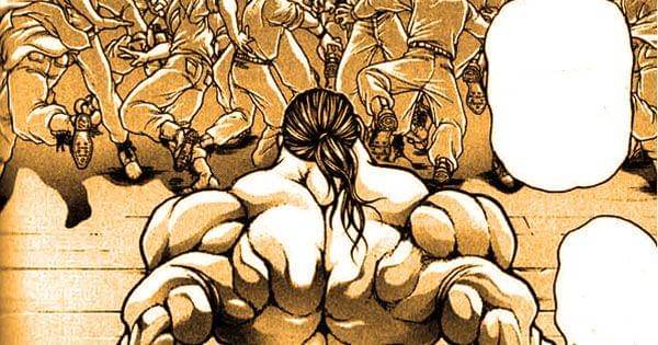 Yuuichirou membuat para tentara kabur ( Dok. Akita Shoten / Hanma Baki )