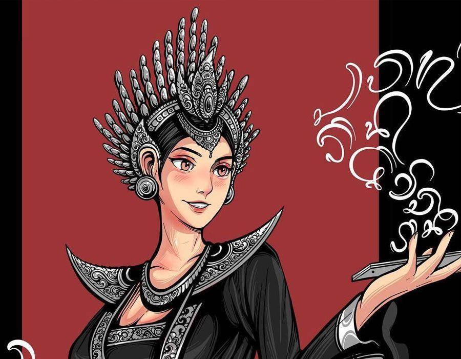 Putri Indonesia 2022 mengenakan kostum Rejang Aksara. (instagram.com/seniman.bocah)