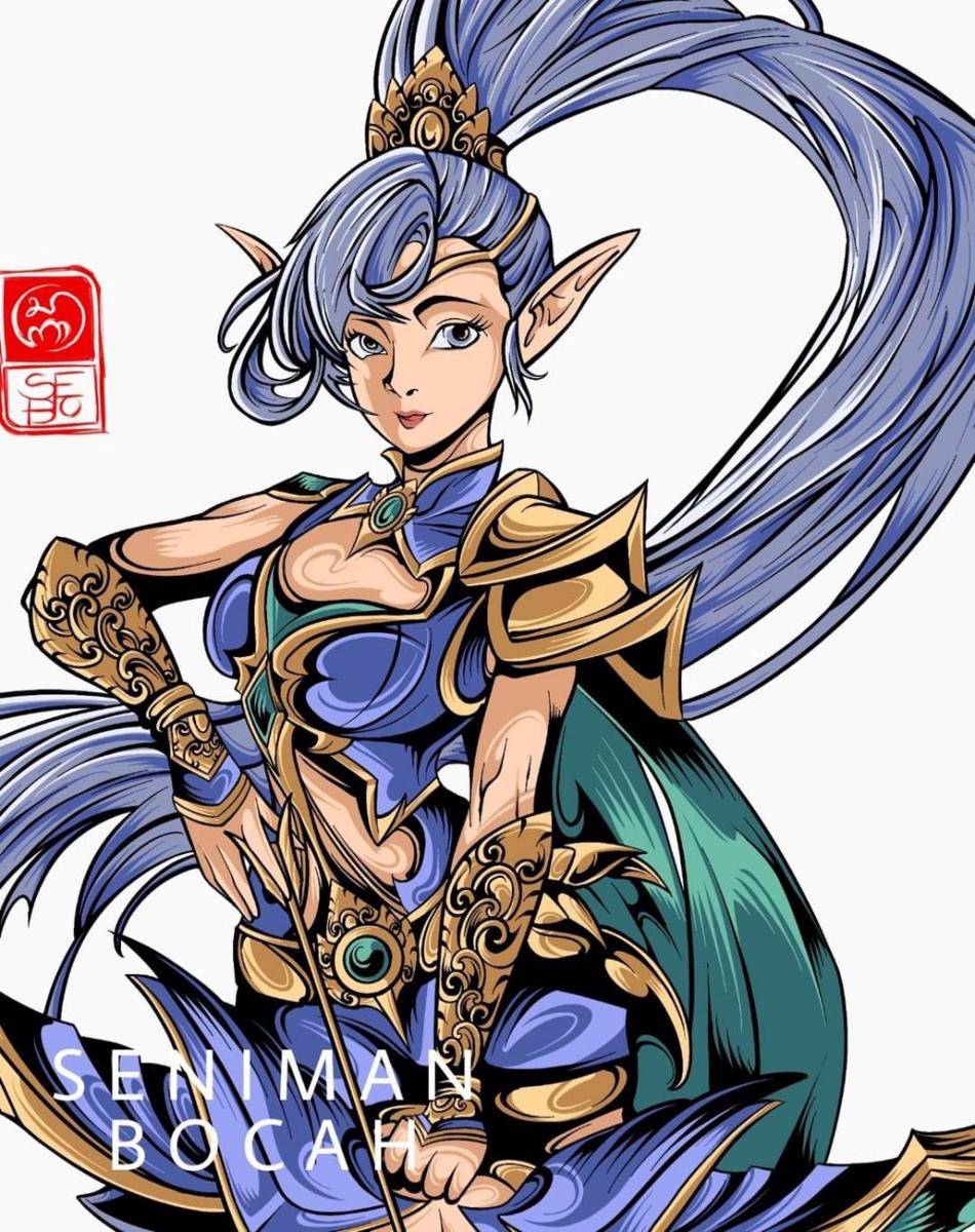 Salah satu hero Mobile Legend yang dilukis oleh Putu Angga. (instagram.com/seniman.bocah)