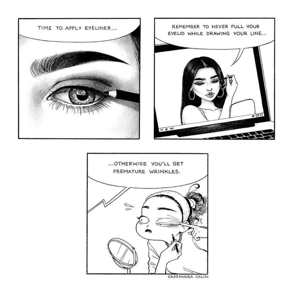 Ilustrasi cewek berdandan. (instagram.com/cassandracalin)