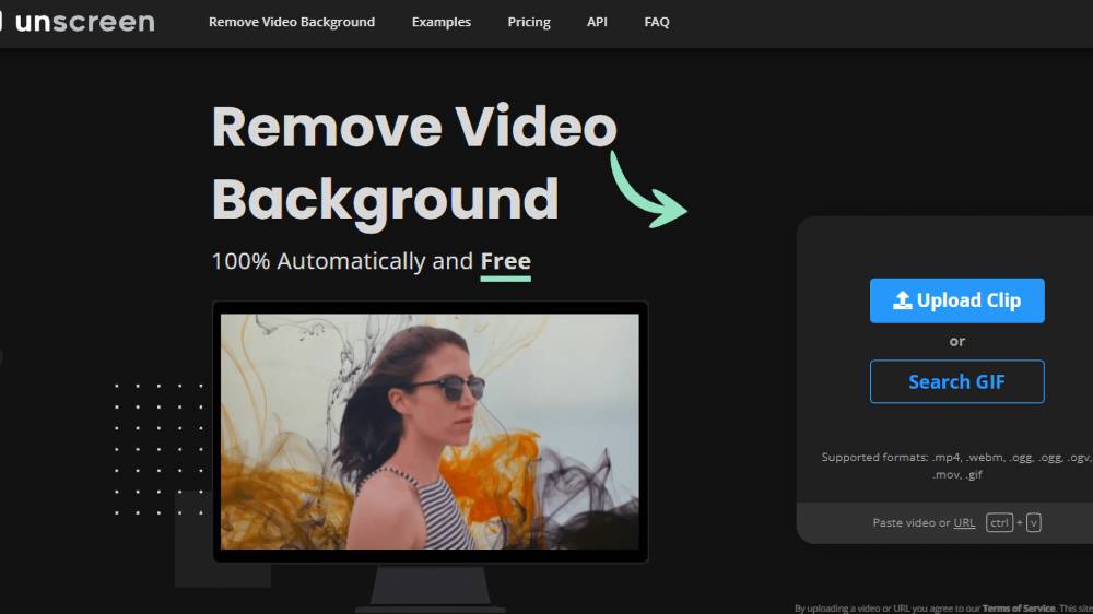 halaman depan unscreen (unscreen.com)