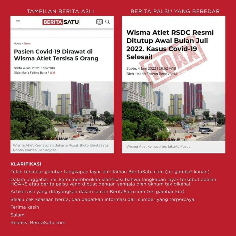 Klarifikasi BeritaSatau.com/Instagram Beritasatu.com