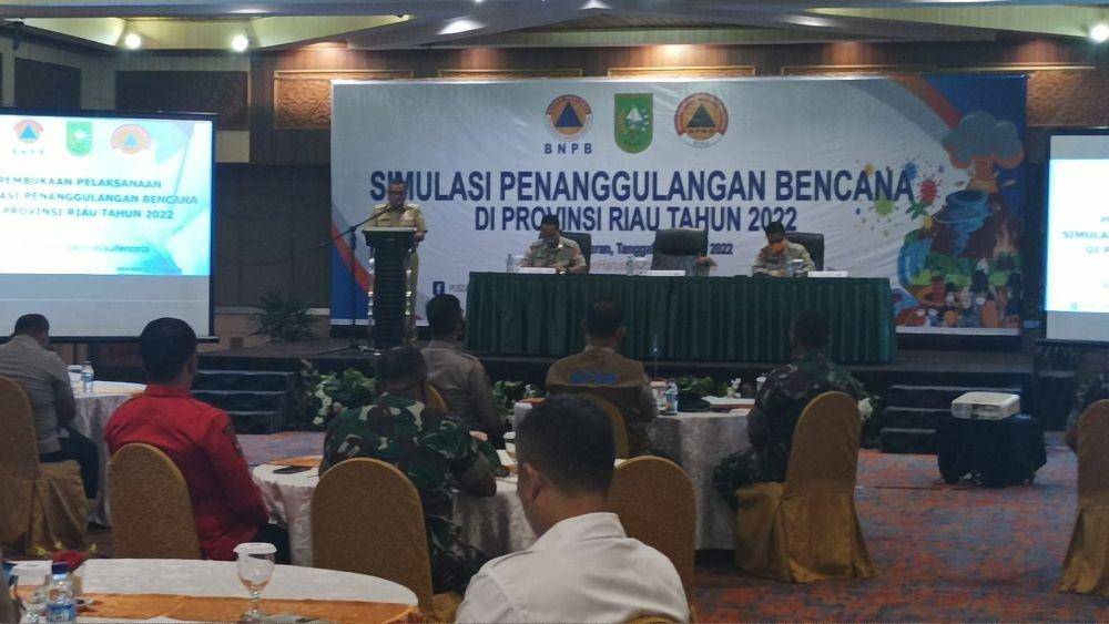 Simulasi Penanggulangan Bencana di Provinsi Riau, Selasa (7/6/2022). (Dok. BNPB).