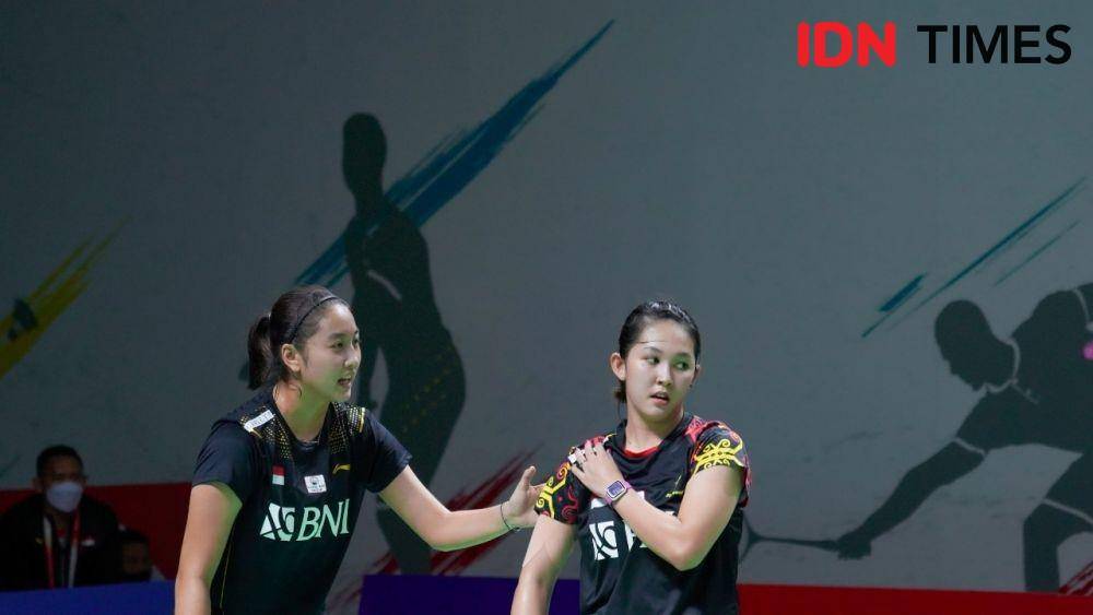 Ganda putri Febby Valencia Dwijayanti Gani/Ribka Sugiarto amankan kemenangan di babak pertama Indonesia Masters 2022 (IDN Times/Tata Firza)