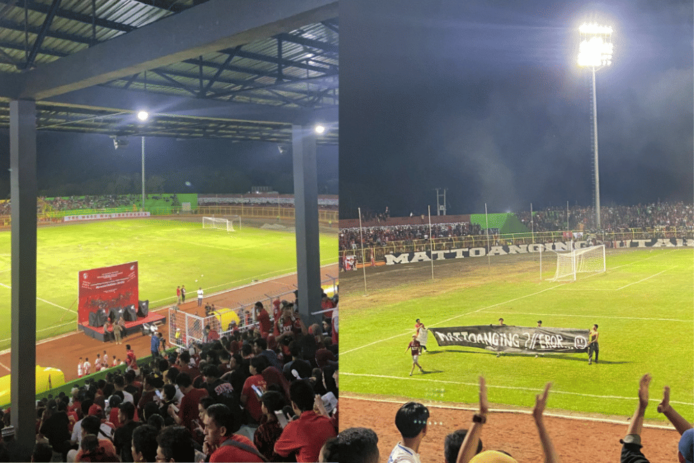 Suasana Stadion Gelora BJ Habibie Parepare saat menggelar laga uji coba PSM Makassar versus Sulut United, Senin 6 Juni 2022. (Dok. Andi Muhammad Rafsandi)