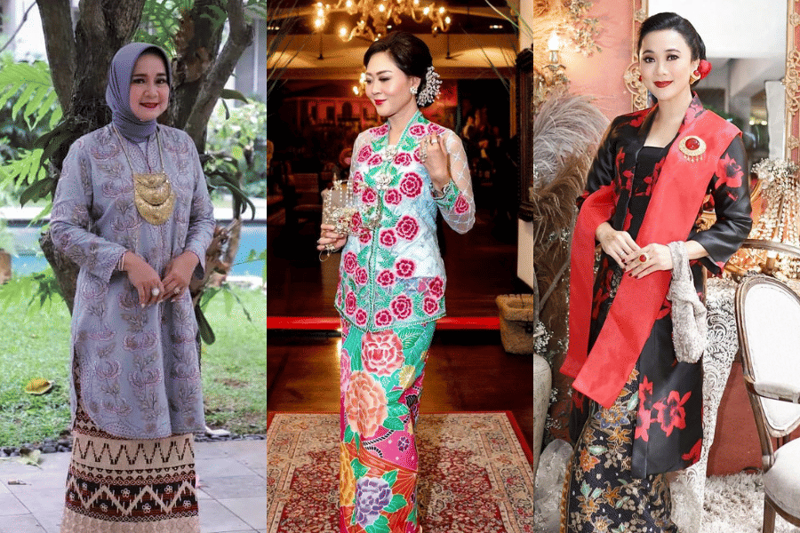 9 Inspirasi Kebaya Motif Bunga ala Istri Pejabat, Gaya Kian Manis